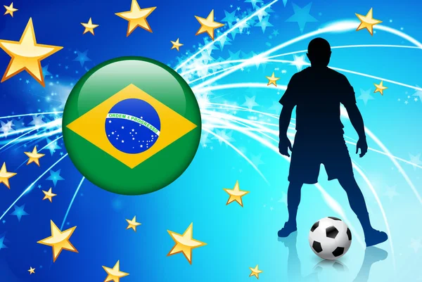 Jugador de fútbol de Brasil en fondo de luz abstracta — Vector de stock