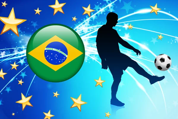Brasilianischer Fußballer auf abstraktem hellen Hintergrund — Stockvektor