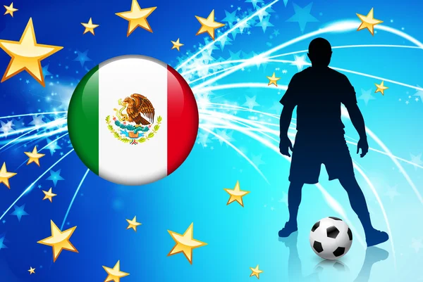 Jugador de Fútbol de México sobre fondo de luz abstracta — Vector de stock