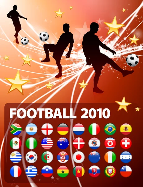 गोषवारा प्रकाश पार्श्वभूमीवर ग्लोबल फुटबॉल कार्यक्रम — स्टॉक व्हेक्टर