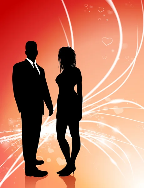 Casal jovem sexy no abstrato Dia dos Namorados fundo de luz — Vetor de Stock