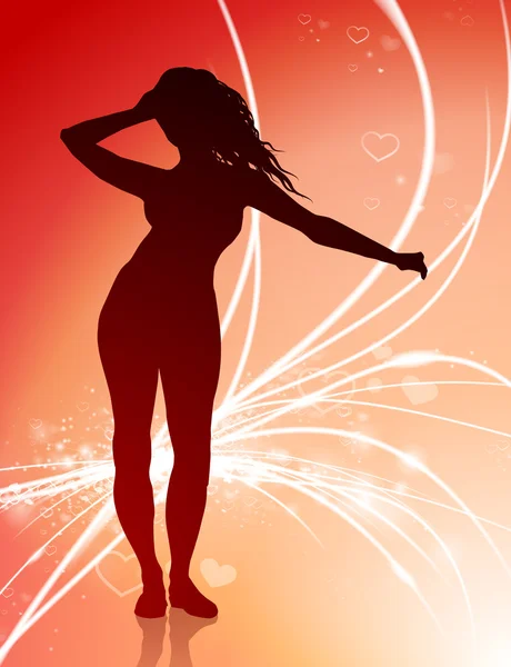 Сексуальна жінка на світлому фоні абстрактних Валентина — стоковий вектор