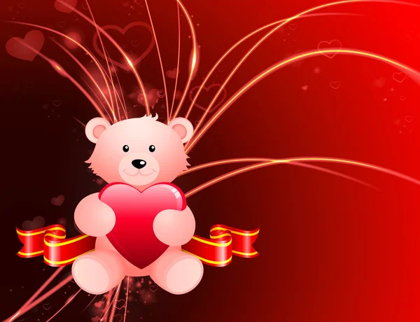 Valentine's Day Bear on Abstract Light Background — Stock Vector