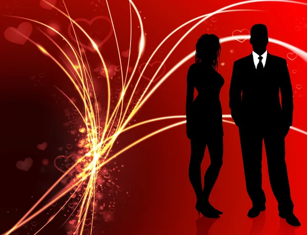 Sexy junges Paar auf abstrakten Valentinstag Licht Hintergrund — Stockvektor