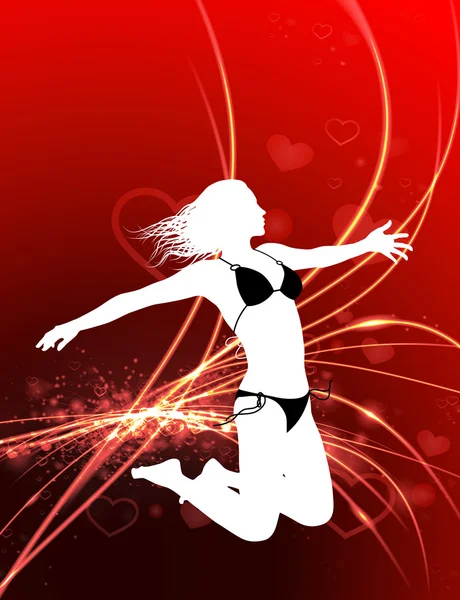 Sexy vrouw op abstracte Valentijnsdag lichte achtergrond — Stockvector