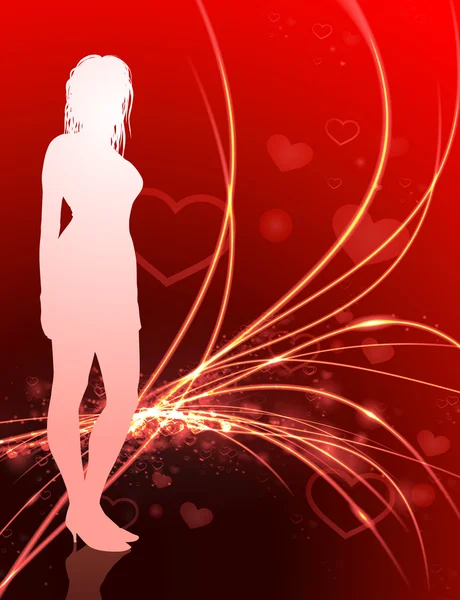 Sexet kvinde på abstrakt Valentinsdag lys baggrund – Stock-vektor