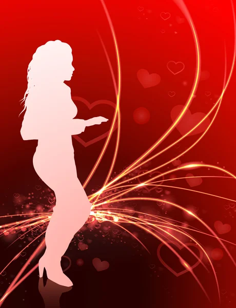 Femme sexy sur fond abstrait Saint-Valentin lumière — Image vectorielle
