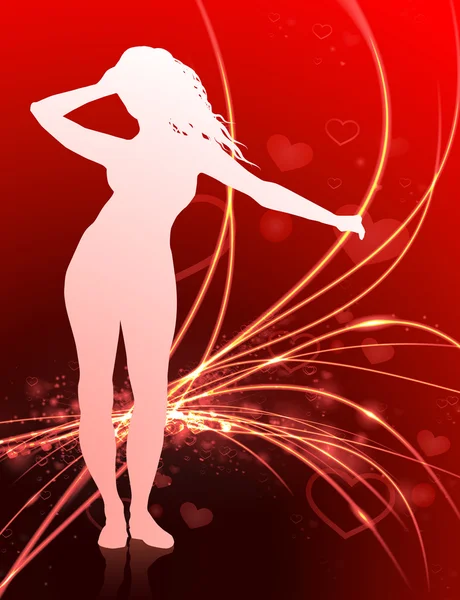 Sexy žena na světlém pozadí abstraktní Valentýn — Stockový vektor