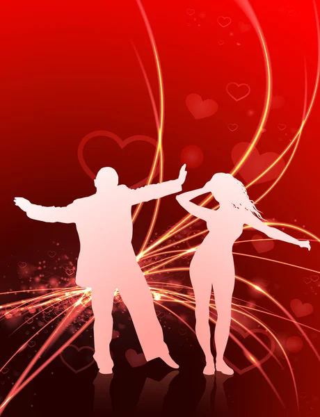 Sexy giovane coppia su astratto San Valentino luce sfondo — Vettoriale Stock