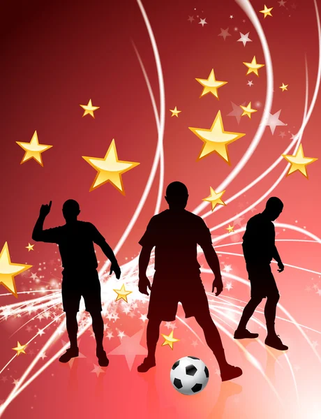 Voetbalspeler op abstracte lichte achtergrond — Stockvector