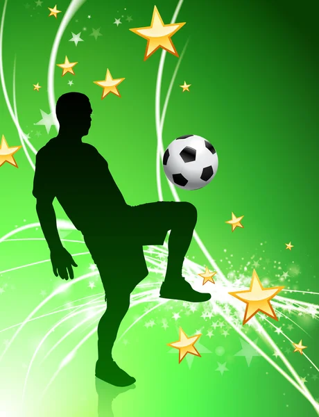 Fußballer auf grünem abstrakten Licht-Hintergrund — Stockvektor