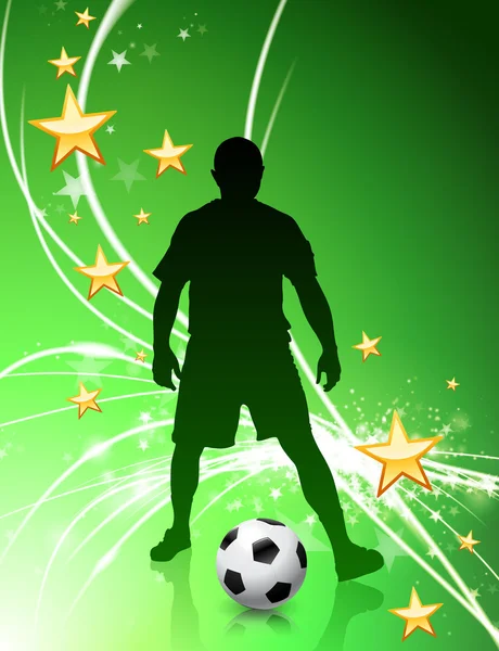 Fußballer auf grünem abstrakten Licht-Hintergrund — Stockvektor