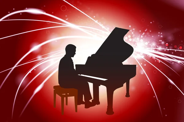 Piano Musician on Abstractt Light Background — Stock Vector