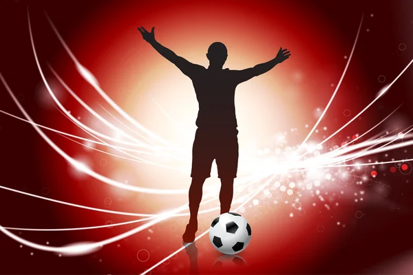 Футболист на абстрактном красном фоне — стоковый вектор