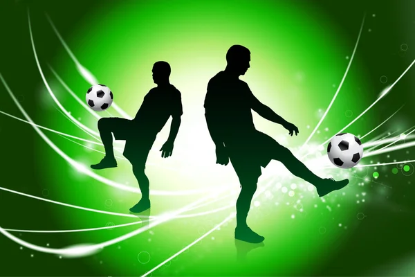 Joueur de football sur fond abstrait feu vert — Image vectorielle