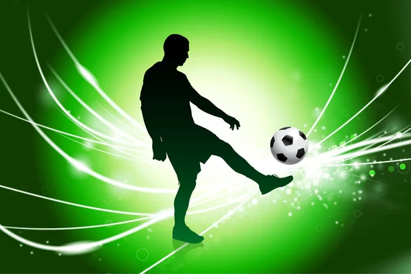 Soccer Player on Abstract Green Light Background — Stock Vector