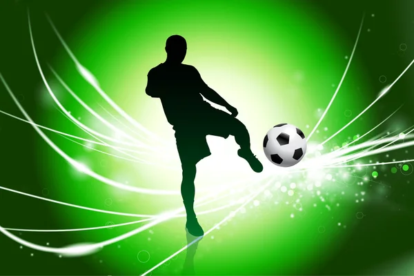 Jogador de futebol no fundo de luz verde abstrato — Vetor de Stock