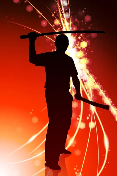 अमूर्त प्रकाश पृष्ठभूमि पर तलवार के साथ कराटे सेन्सी — स्टॉक वेक्टर