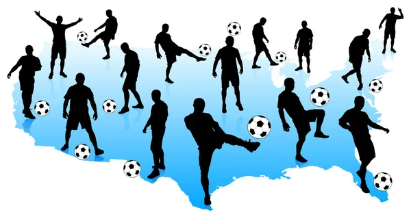 Jogadores de futebol com Estados Unidos Mao —  Vetores de Stock