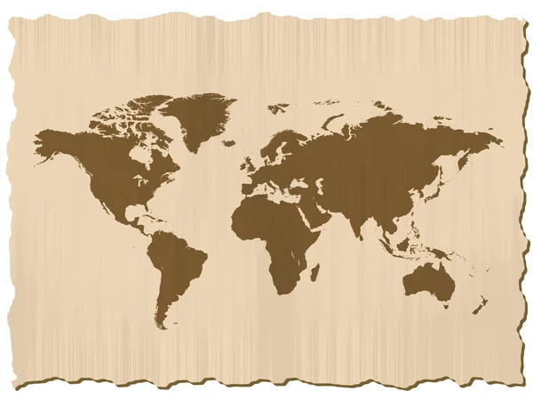 Weltkarte auf zerkratztem Papier im Rahmen — Stockvektor