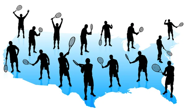 Tennis team met Verenigde Staten kaart — Stockvector