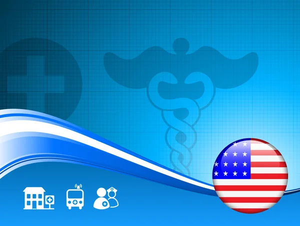 Contexte médical avec bouton Internet américain — Image vectorielle