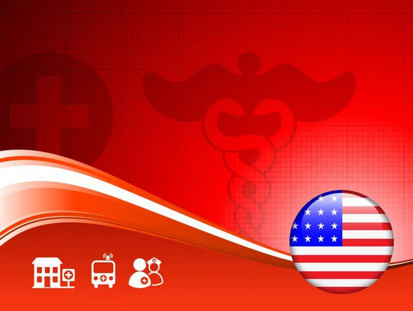 Medizinischer Hintergrund mit amerikanischem Internetbutton — Stockvektor