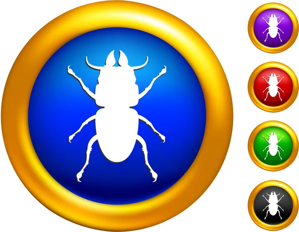 Icône Bug sur les boutons avec des bordures dorées — Image vectorielle