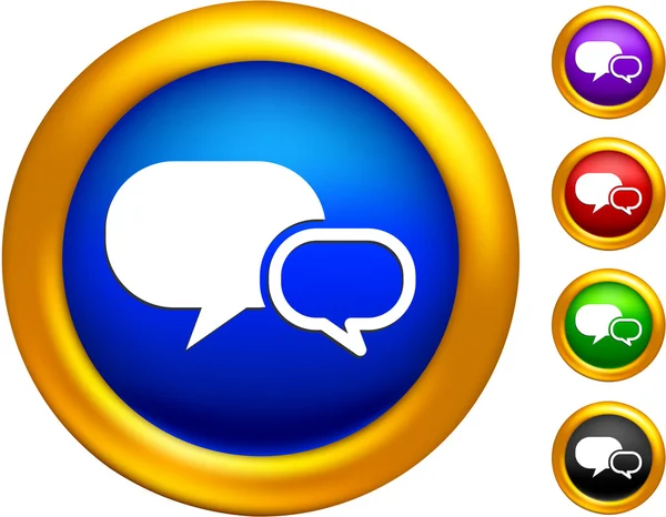Ícone de diálogo em botões com bordas douradas — Vetor de Stock