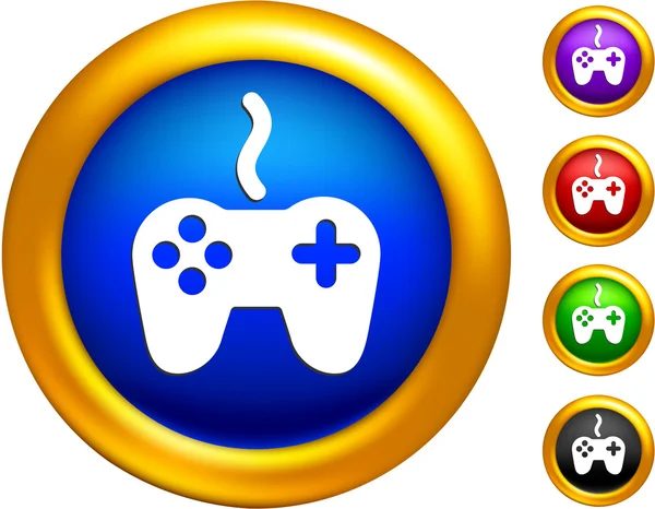 Icône contrôleur de jeu sur les boutons avec des bordures dorées — Image vectorielle