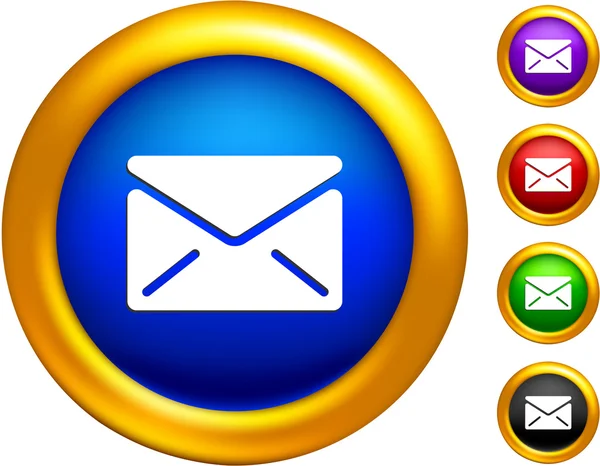 Ícone de e-mail em botões com bordas douradas —  Vetores de Stock