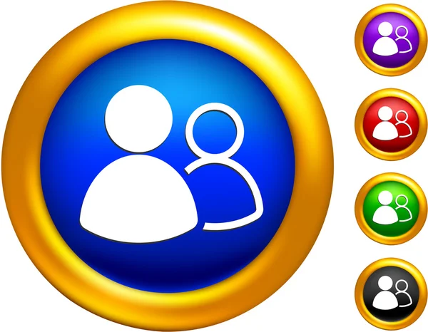 Icono de grupo en botones con bordes dorados — Vector de stock