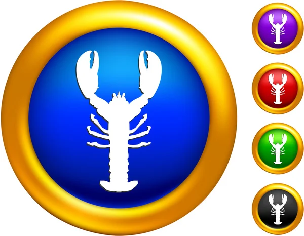 Ícone de lagosta em botões com bordas douradas — Vetor de Stock