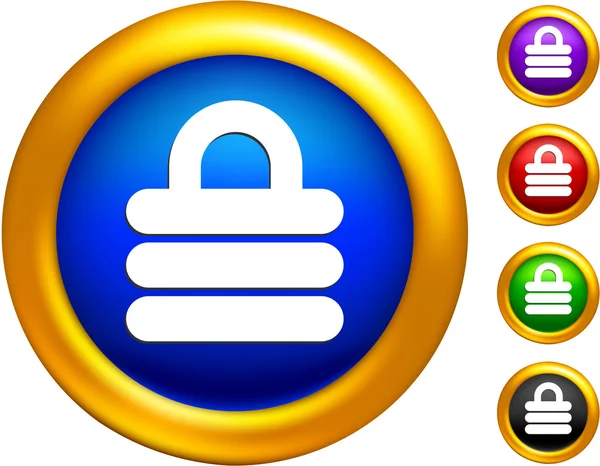 Icono de bloqueo de seguridad en botones con bordes dorados — Vector de stock