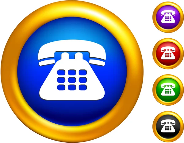 Icona del telefono sui pulsanti con bordi dorati — Vettoriale Stock