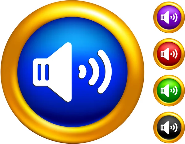 Ljud talaren ikonen på knappar med gyllene gränser — Stock vektor