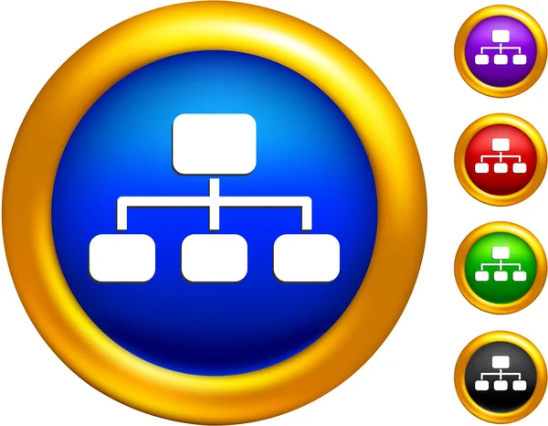 Icône de diagramme de structure sur les boutons avec bordures dorées — Image vectorielle