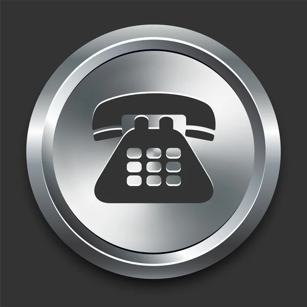 Icono de teléfono en el botón de Internet de metal — Vector de stock