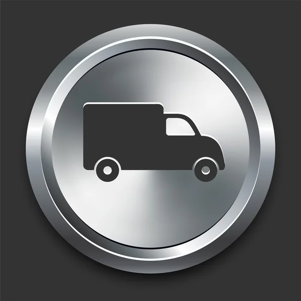 Icono de camión en el botón de Internet de metal — Vector de stock