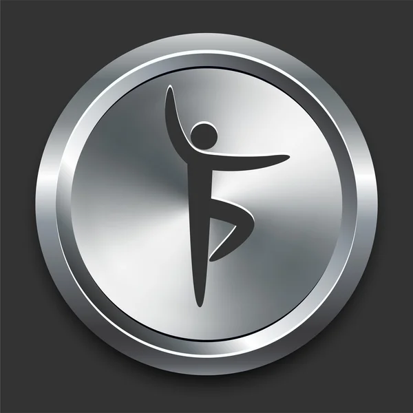 Ícone de ioga no botão de Internet de metal —  Vetores de Stock