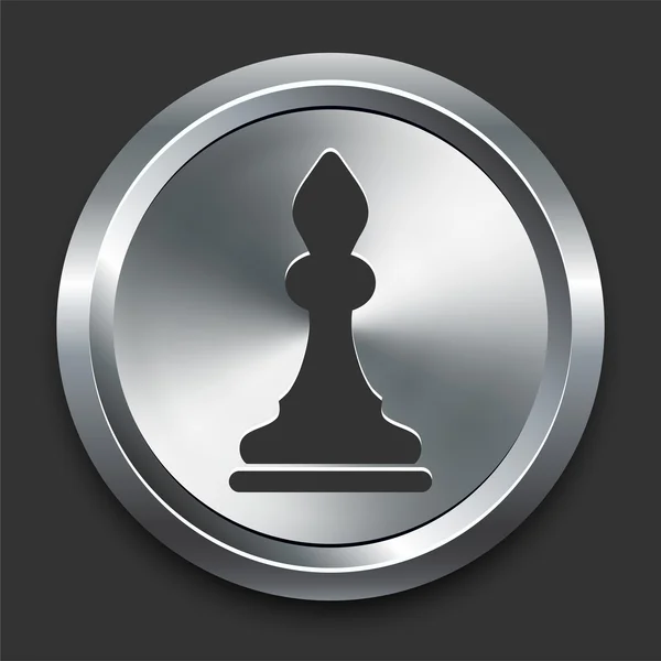 Ícone de xadrez bispo no botão Metal Internet — Vetor de Stock