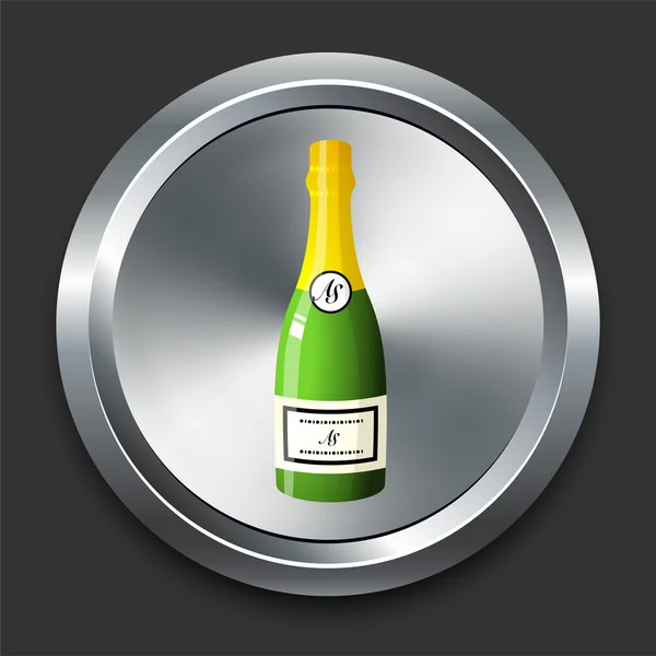 Ícone de champanhe no botão Metal Internet — Vetor de Stock
