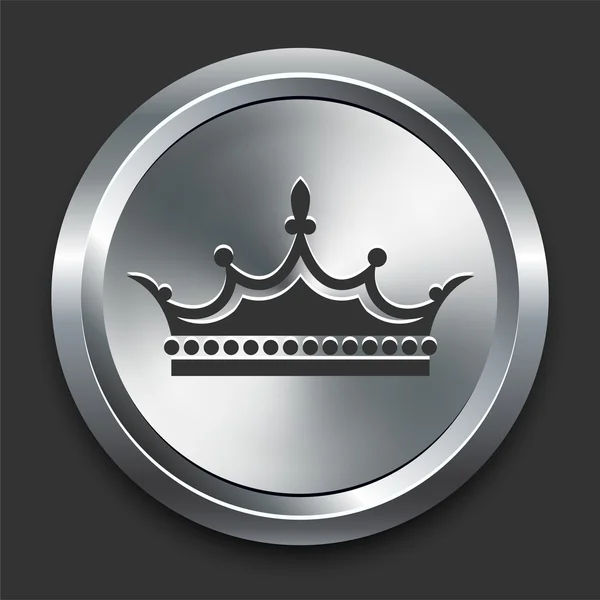 Ícone Crown no botão Metal Internet —  Vetores de Stock
