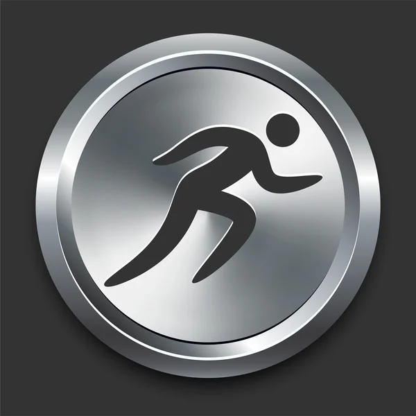 Icono del corredor en el botón de Internet de metal — Vector de stock