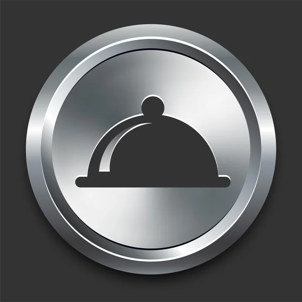 Icona del piatto sul pulsante Internet in metallo — Vettoriale Stock