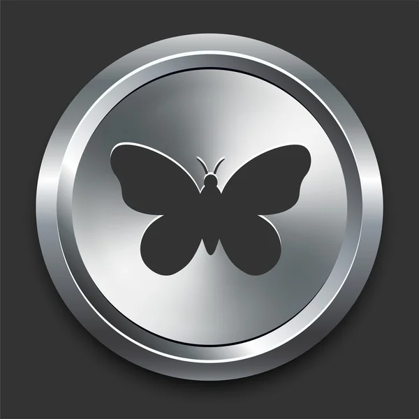 Schmetterling-Symbol auf Metall-Internet-Taste — Stockvektor