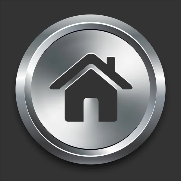 Ícone da casa no botão Metal Internet — Vetor de Stock