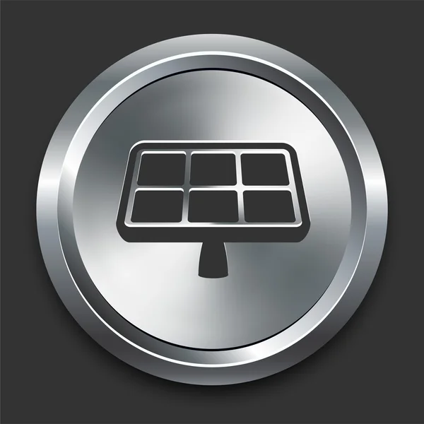 Ikony panel słoneczny na metalowe internet przycisk — Wektor stockowy