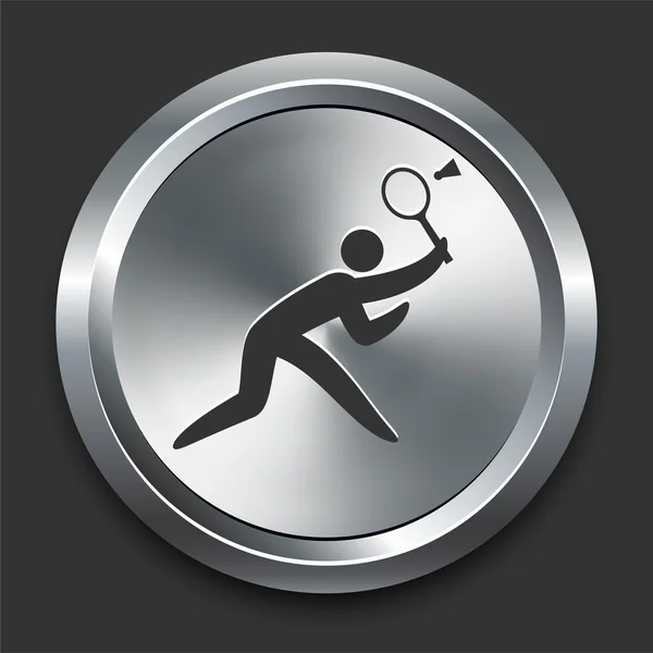 stock vector Badminton Icon on Metal Internet Button
