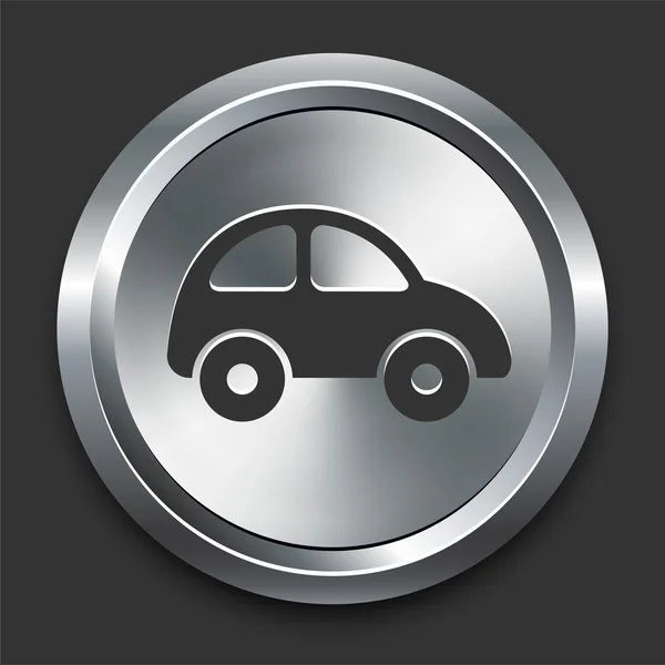Auto pictogram op metalen internet knop — Stockvector